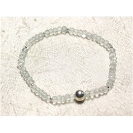 Bracelet Argent 925 et Pierre - Améthyste verte Prasiolite rondelles facettées 3mm  Bracelet Argent 925 et Pierre - Améthyste verte Prasiolite rondelles facettées 3mm