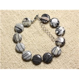 925 Silber- und Steinarmband - Zebra Jasper Palets 12mm 