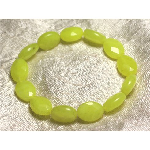 Bracelet Pierre semi précieuse - Jade Jaune Ovales Facettés 14x10mm