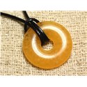 Collier Pendentif en Pierre - Calcite Jaune Donut 30mm