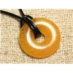 Collier Pendentif en Pierre - Calcite Jaune Donut 30mm