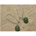 Boucles d'Oreilles Pierre semi précieuse - Aventurine Verte 10mm 