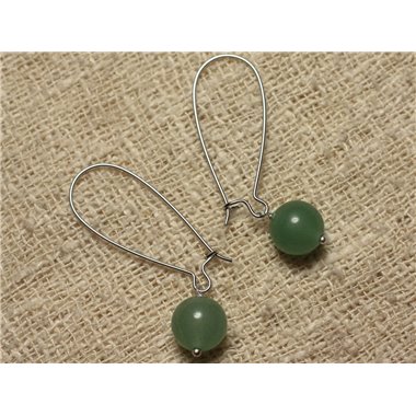 Boucles d'Oreilles Pierre semi précieuse - Aventurine Verte 10mm 