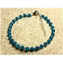 Bracelet Argent 925 et Pierre - Jade Bleue 4mm 