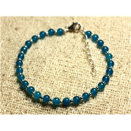 Armband 925 Silber und Stein - Blue Jade 4mm 