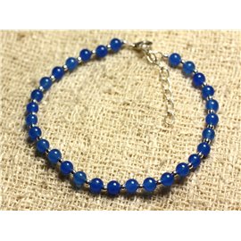 Bracelet Argent 925 et Pierre - Jade Bleue 4mm 