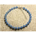 Bracelet Argent 925 et Pierre - Jade Bleue 4mm 