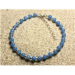 Bracelet Argent 925 et Pierre - Jade Bleue 4mm 