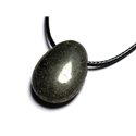 Collier Pendentif Pierre semi précieuse - Pyrite Goutte 25mm 