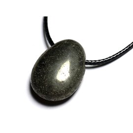 Collana con pendente in pietra semipreziosa - goccia di pirite 25 mm 