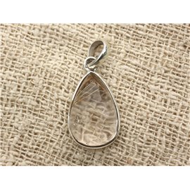 n5 - Pendant Silver 925 and Stone - Quartz Rutile Drop 21x14mm 