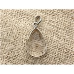 n5 - Pendentif Argent 925 et Pierre - Quartz Rutile Goutte 21x14mm 