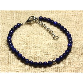 Armband Silber 925 und Halbedelstein Lapislazuli 4mm 