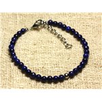 Bracelet Argent 925 et Pierre semi précieuse Lapis Lazuli 4mm 