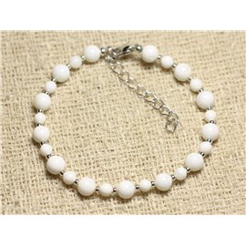 Bracciale Argento 925 e Pietra - Magnesite 4 e 6mm 