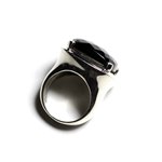 n110 - Bague Argent 925 et Pierre - Onyx Noir Carré Facetté 18mm 