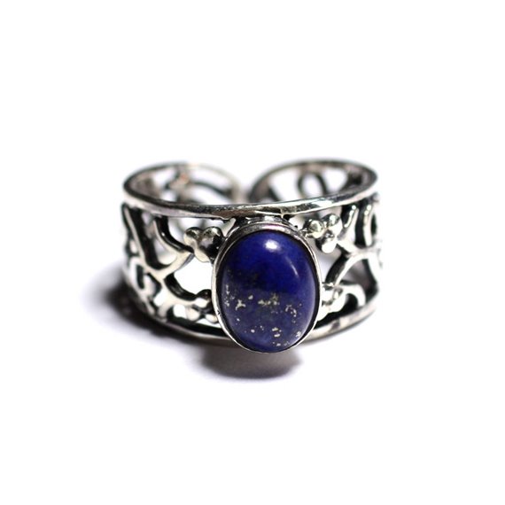 N224 - Bague Argent 925 et Pierre semi précieuse - Lapis Lazuli 9x7mm 