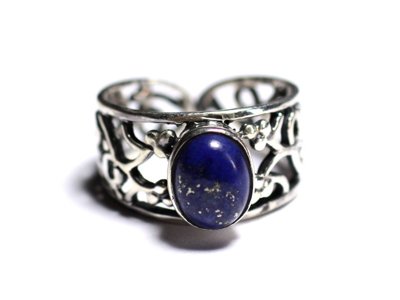 N224 - Bague Argent 925 et Pierre semi précieuse - Lapis Lazuli 9x7mm 