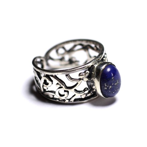 N224 - Bague Argent 925 et Pierre semi précieuse - Lapis Lazuli 9x7mm