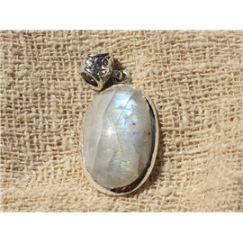N1 - 925 Silver Pendant and Stone - Oval Moonstone 33x20mm 