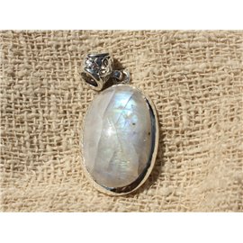 N1 - Colgante y piedra de plata 925 - Piedra de luna ovalada 33x20mm 