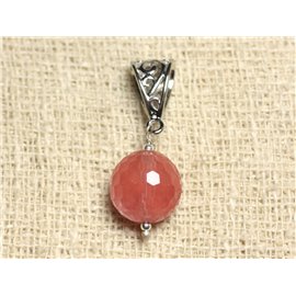 Semi Precious Stone Pendant - Faceted Cherry Quartz 14mm 