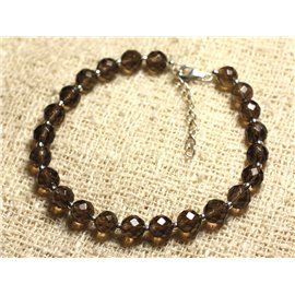 925 Silver and Stone Bracelet - Faceted Smoky Quartz 6mm