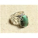 n111 - Bague Argent 925 et Pierre - Turquoise naturelle Ovale 16x12mm 