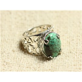n111 - 925 Silver and Stone Ring - Natural Turquoise Oval 16x12mm 