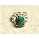 n111 - Bague Argent 925 et Pierre - Turquoise naturelle Ovale 16x12mm 