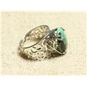 n111 - Bague Argent 925 et Pierre - Turquoise naturelle Ovale 16x12mm 