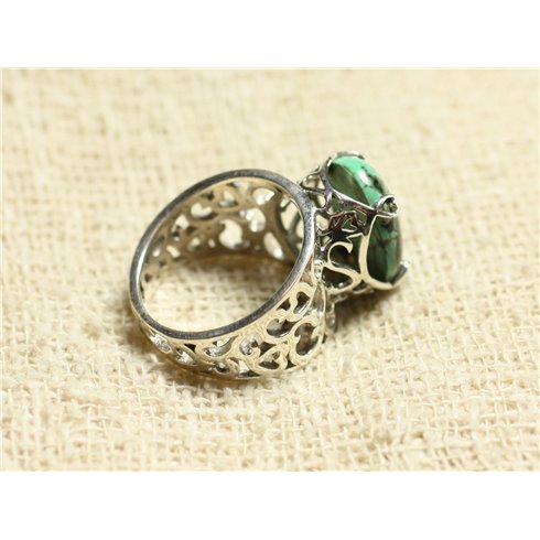 n111 - Bague Argent 925 et Pierre - Turquoise naturelle Ovale 16x12mm