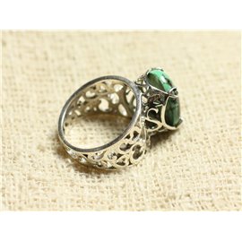 n111 - Bague Argent 925 et Pierre - Turquoise naturelle Ovale 16x12mm  n111 - Bague Argent 925 et Pierre - Turquoise naturelle Ovale 16x12mm