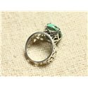 n111 - Bague Argent 925 et Pierre - Turquoise naturelle Ovale 16x12mm 