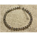 Bracelet Argent 925 et Perles de Pierre Labradorite Rondelles 4-5mm