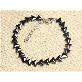 Bracelet Silver 925 and Stone - Hematite Triangles 6mm 