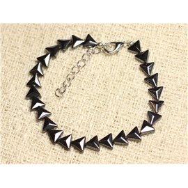 Pulsera Plata 925 y Piedra - Triángulos Hematites 6mm 