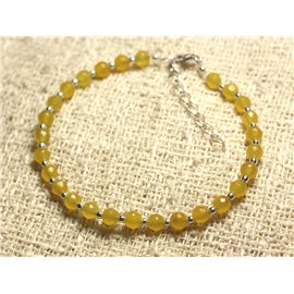 Pulsera Plata 925 y Piedra - Jade Amarillo Facetado 4mm 