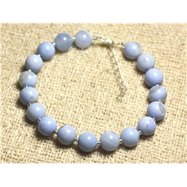 Bracciale in argento 925 e pietre semipreziose - Agata azzurra 8 mm 