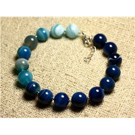 Bracelet Silver 925 and semi precious stone - Blue Agate10mm 