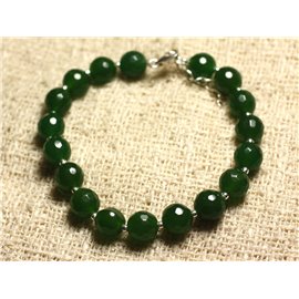 Bracciale in Argento 925 e Pietra - Giada Verde Sfaccettata 8mm 