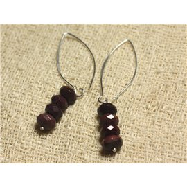 Boucles d'Oreilles Argent 925 Crochets 40mm - Jaspe Mokaïte Rondelles Facettées 8x5mm  Boucles d'Oreilles Argent 925 Crochets 40mm - Jaspe Mokaïte Rondelles Facettées 8x5mm