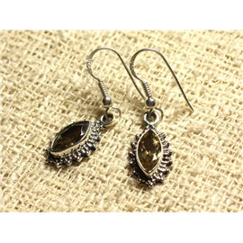 BO207 - 925 Sterling Silver Earrings - Citrine Faceted Marquise 10x5mm 