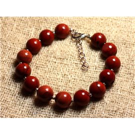 Pulsera Plata 925 y Piedra - Jaspe Rojo 10mm 