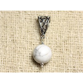 Semi precious stone pendant - Howlite 12mm 