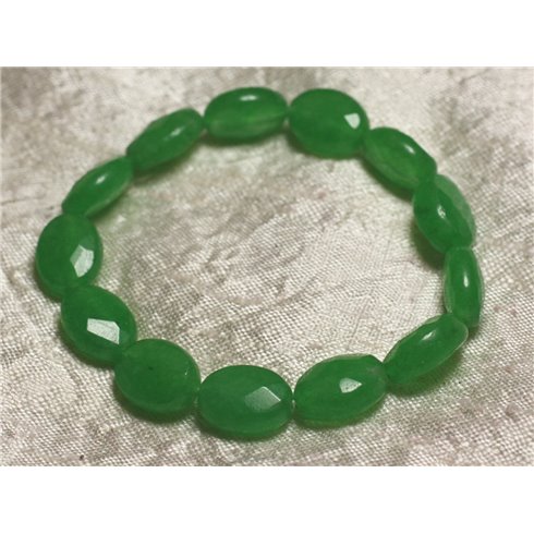 Bracelet Pierre semi précieuse - Jade Verte Ovales Facettés 14x10mm