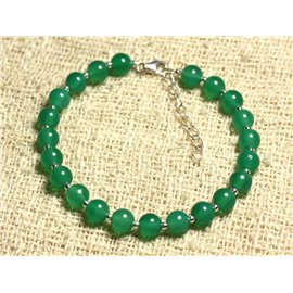 Pulsera Plata 925 y Piedra - Ónix Verde 6mm