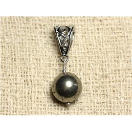 Semi precious stone pendant - Pyrite 12mm 