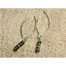 Pendientes de gancho de plata esterlina de 40 mm - Turquesa africana Rondelles de 4x2 mm 