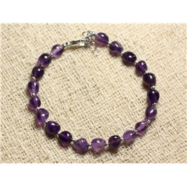 Armband 925 Silber und Stein - Amethyst Nuggets 6-7mm 